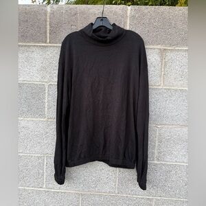 NWT Sundry x Evereve Black Funnel Neck Pullover Top Size 2- Medium Elastic Cuff